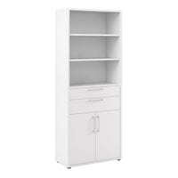 Thumbnail for Bookcase 5 Shelves With 2 Drawers and 2 Doors in White