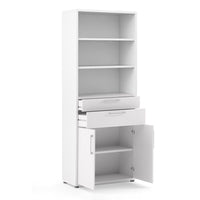 Thumbnail for Bookcase 5 Shelves With 2 Drawers and 2 Doors in White