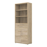 Thumbnail for Bookcase 5 Shelves With 2 Drawers and 2 Doors in Oak