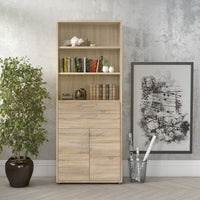 Thumbnail for Bookcase 5 Shelves With 2 Drawers and 2 Doors in Oak