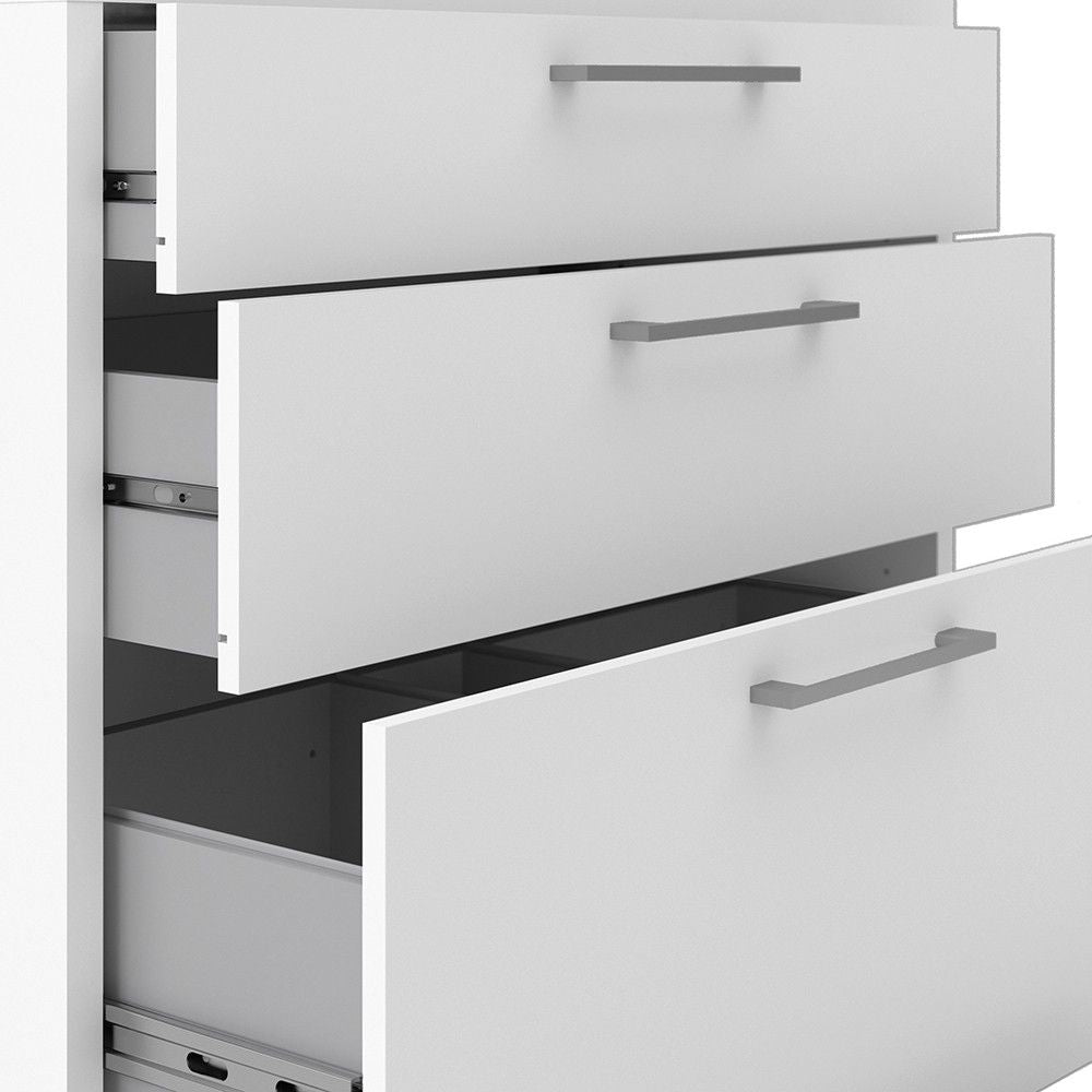 Bookcase 5 Shelves With 2 Drawers + 2 File Drawers in White