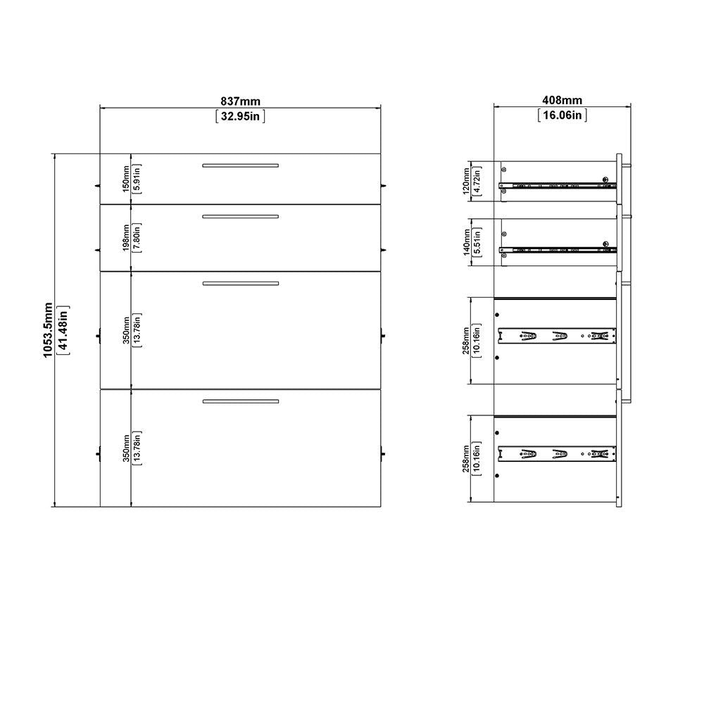 Bookcase 5 Shelves With 2 Drawers 2 File Drawers in Black woodgrain