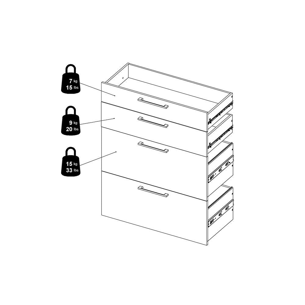 Bookcase 5 Shelves With 2 Drawers 2 File Drawers in Black woodgrain