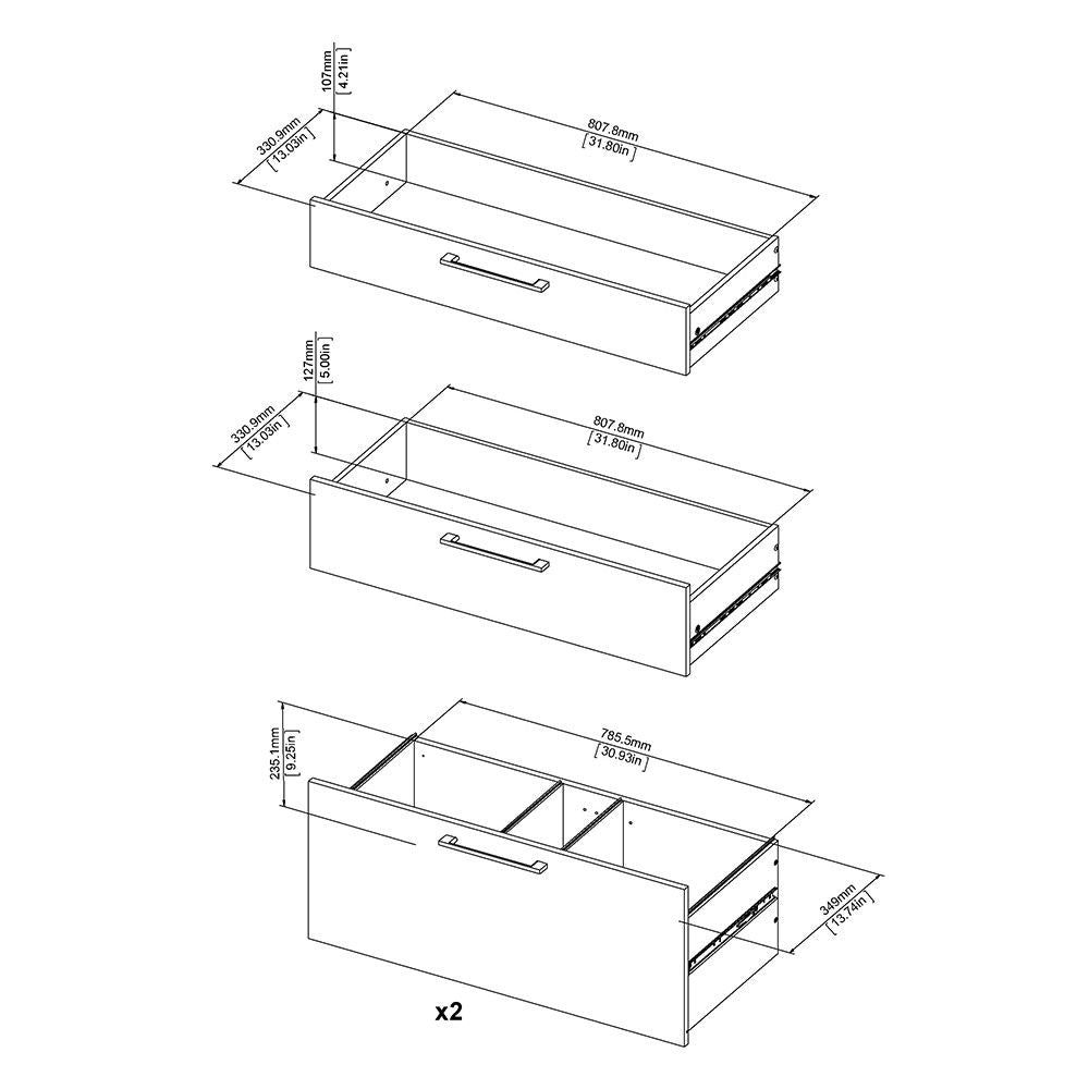 Bookcase 5 Shelves With 2 Drawers 2 File Drawers in Black woodgrain