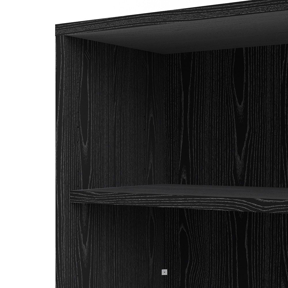 Bookcase 5 Shelves With 2 Drawers 2 File Drawers in Black woodgrain