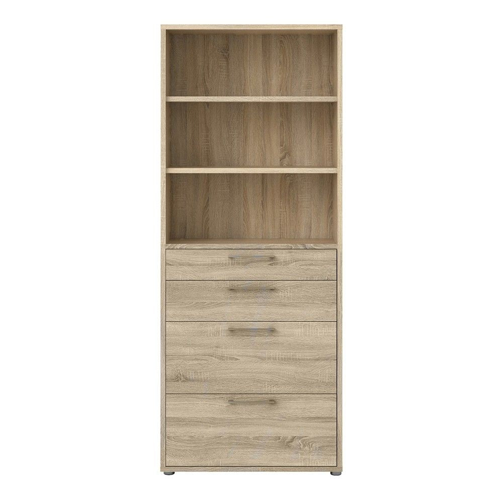 Bookcase 5 Shelves With 2 Drawers + 2 File Drawers in Oak