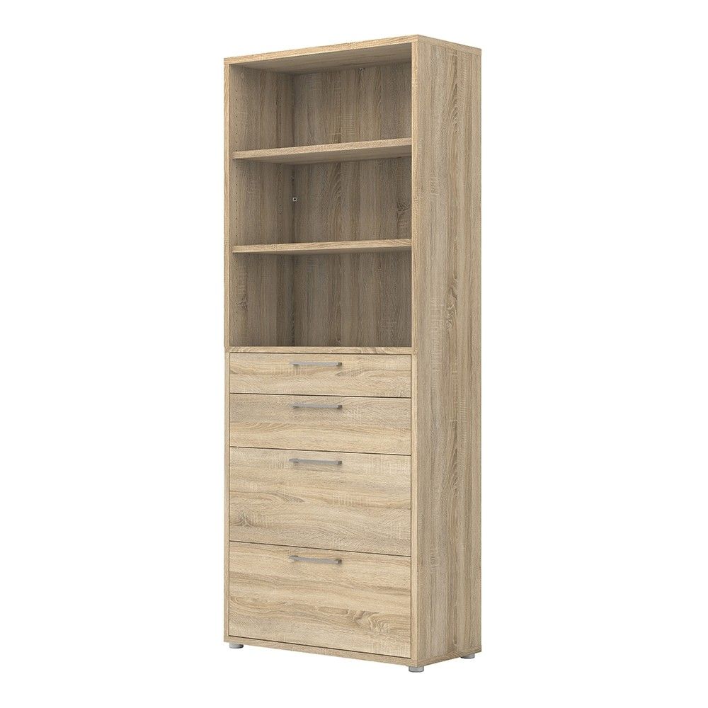 Bookcase 5 Shelves With 2 Drawers + 2 File Drawers in Oak