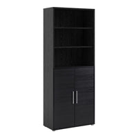 Thumbnail for Bookcase 5 Shelves With 2 Doors in Black woodgrain