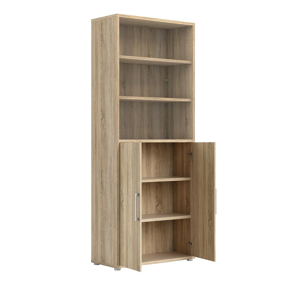 Bookcase 5 Shelves With 2 Doors in Oak