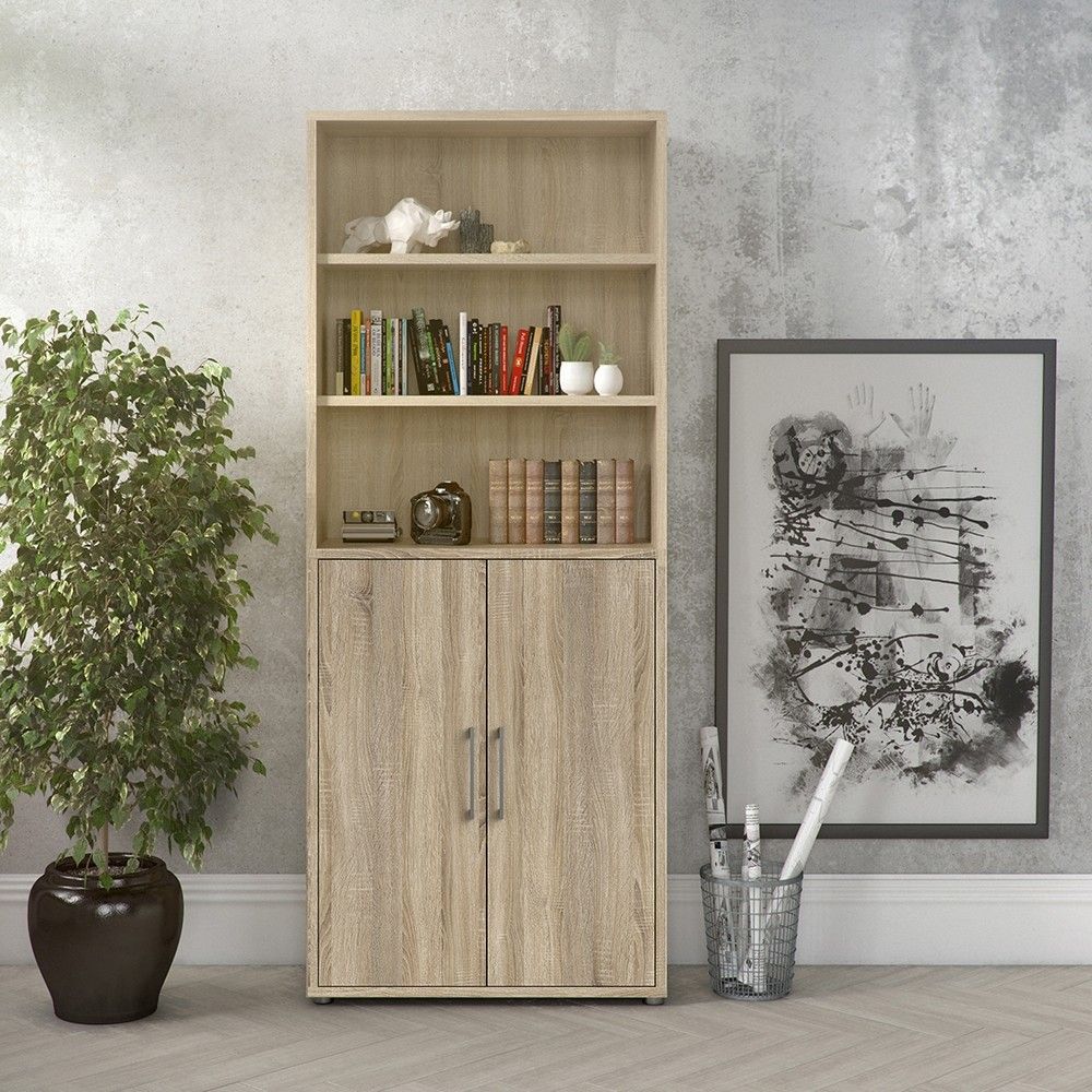 Bookcase 5 Shelves With 2 Doors in Oak