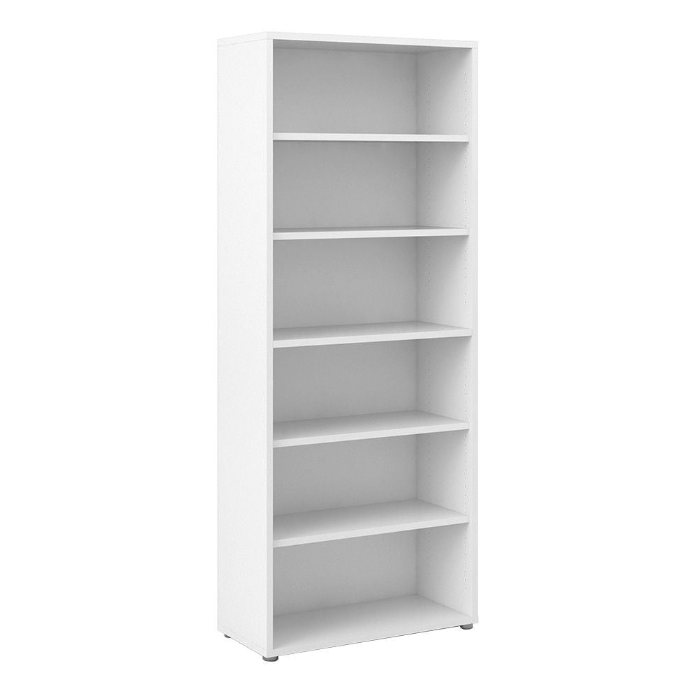 White Slim Home Office Bookcase With 5 Shelves