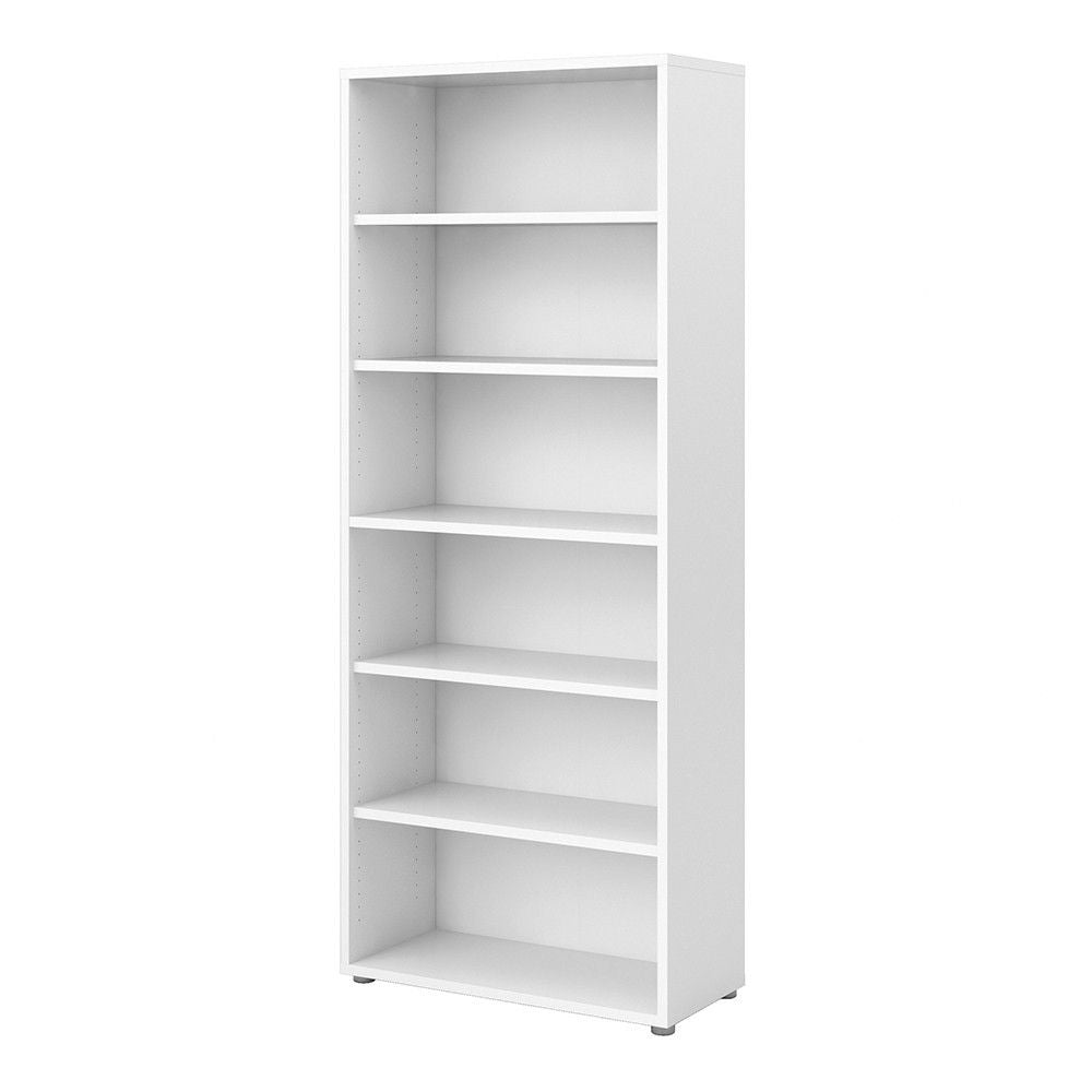 White Slim Home Office Bookcase With 5 Shelves