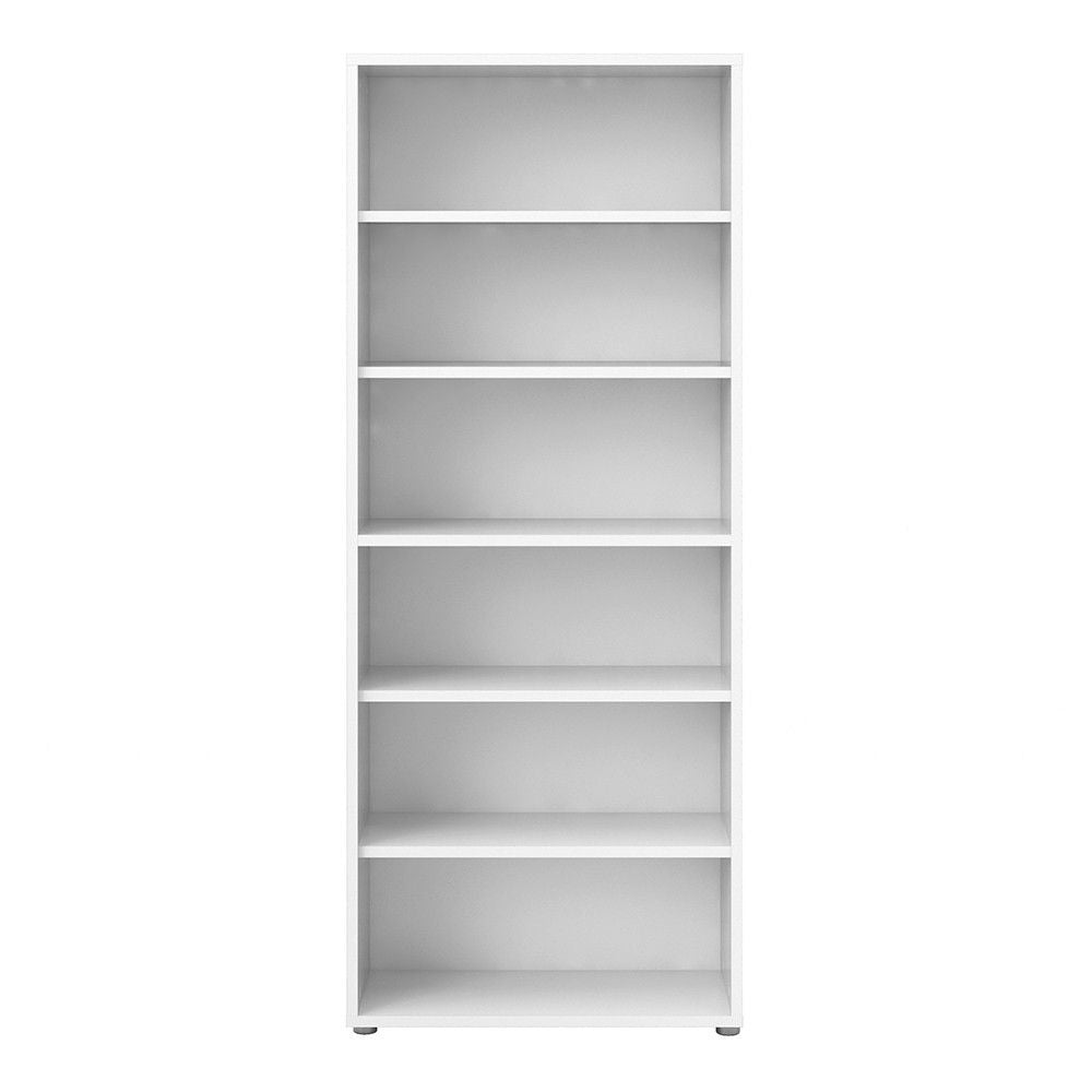 White Slim Home Office Bookcase With 5 Shelves