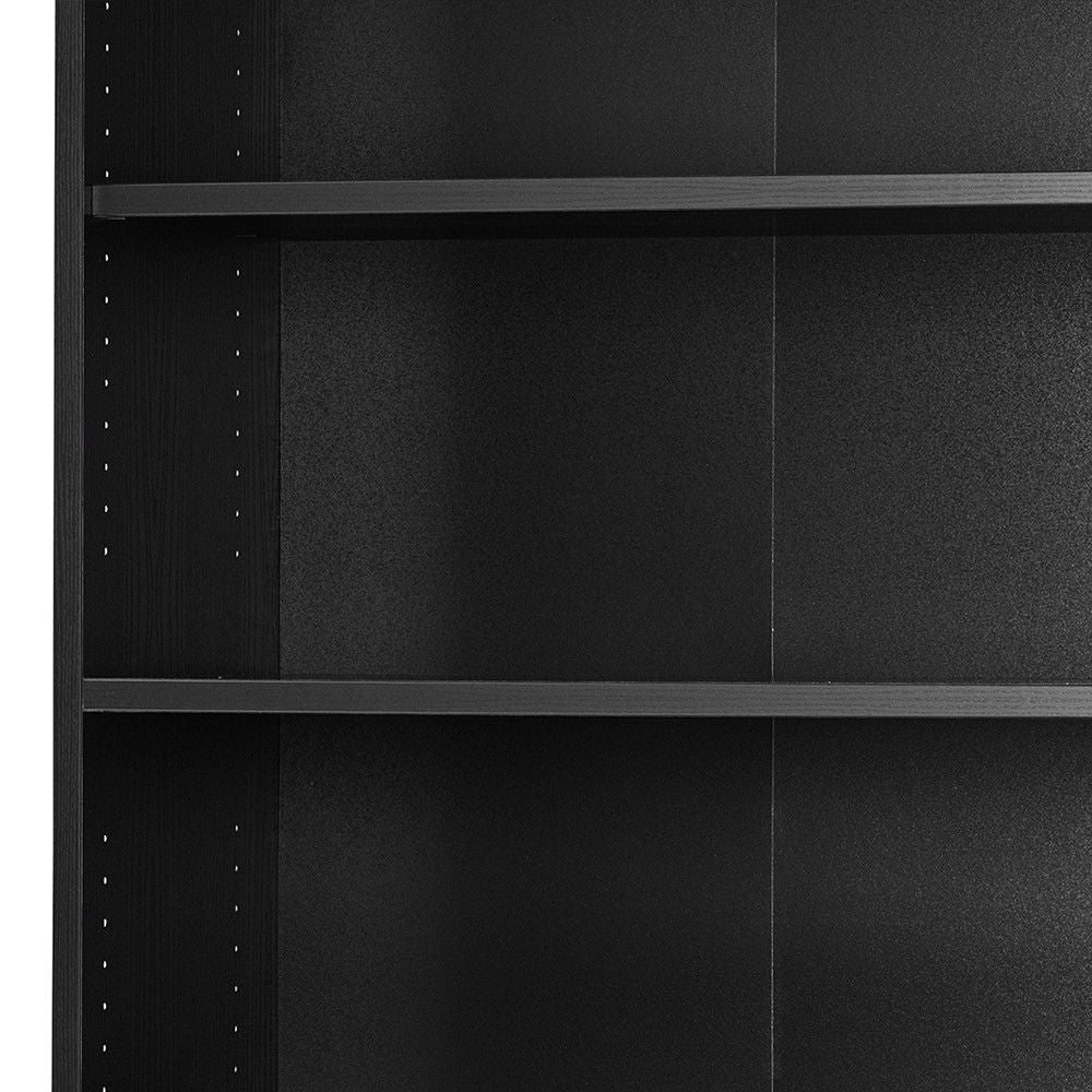 Tall Black Woodgrain 5 Open Shelf Bookcase