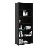 Thumbnail for Tall Black Woodgrain 5 Open Shelf Bookcase