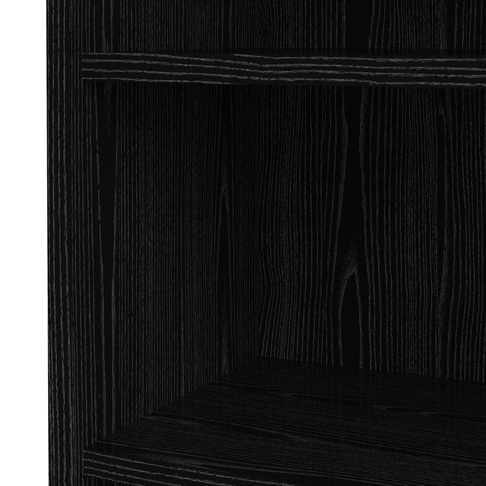 Tall Black Woodgrain 5 Open Shelf Bookcase