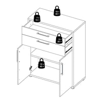 Thumbnail for Bookcase 2 Shelves With 2 Drawers and 2 Doors in Black woodgrain