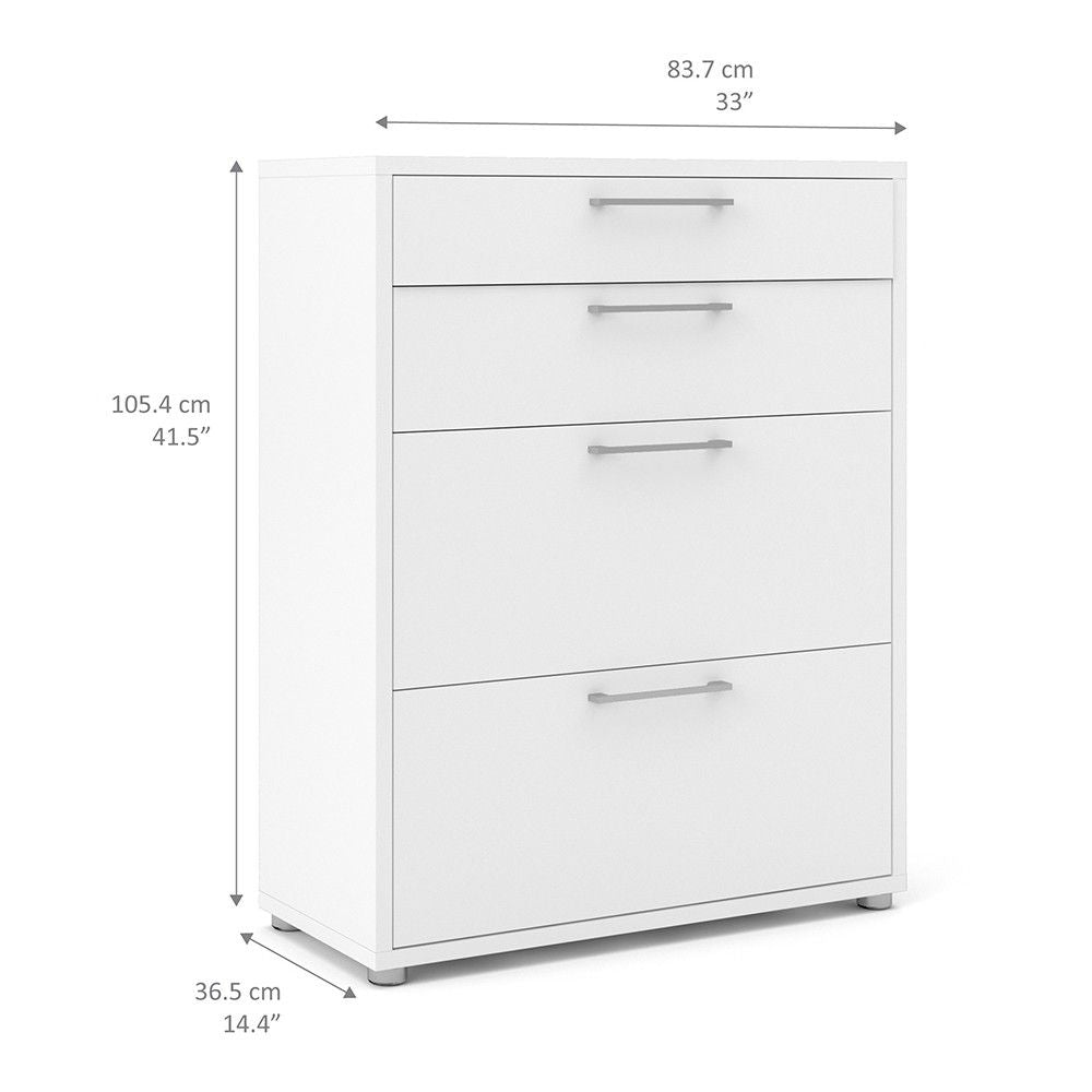 Bookcase 2 Shelves With 2 Drawers + 2 File Drawers in White