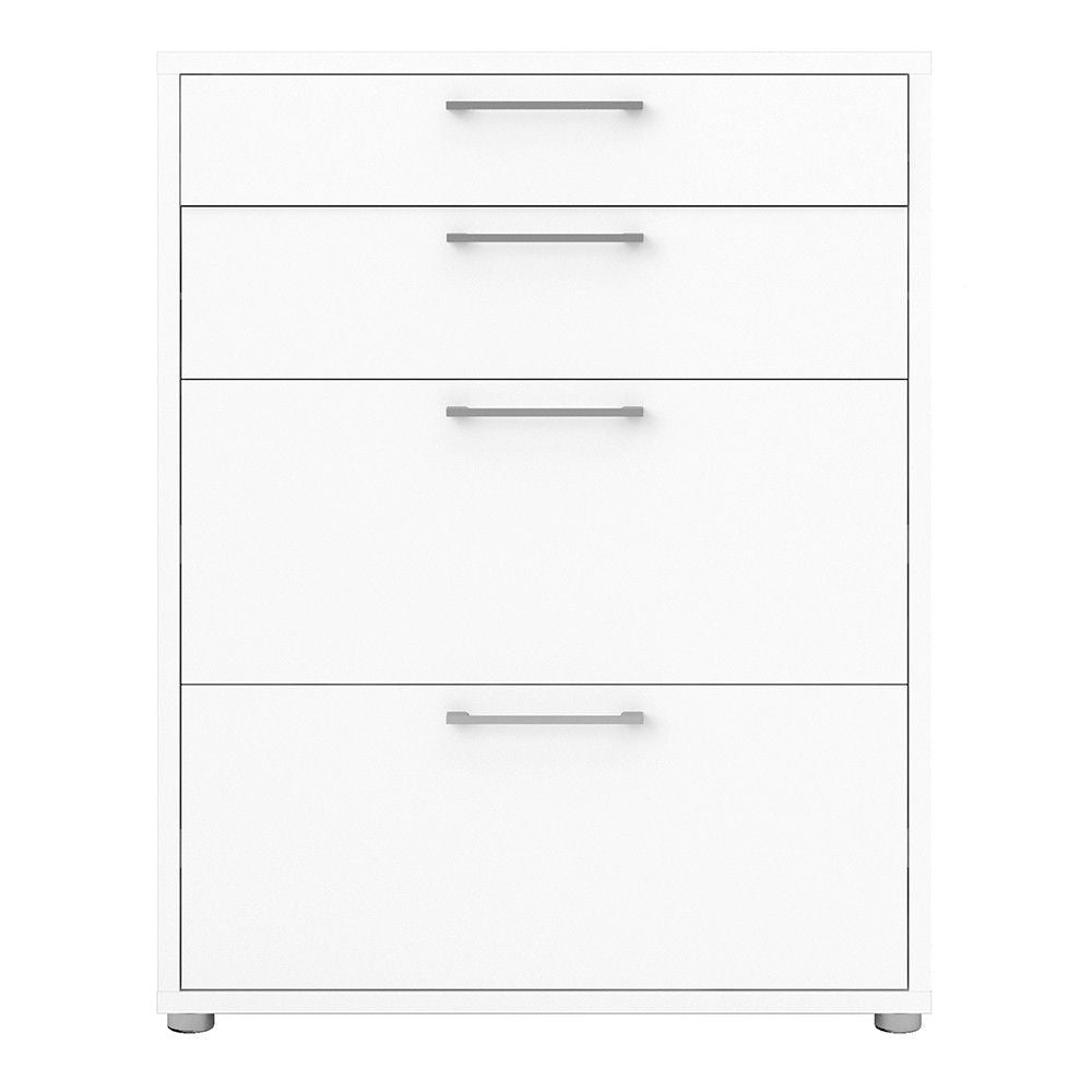 Bookcase 2 Shelves With 2 Drawers + 2 File Drawers in White