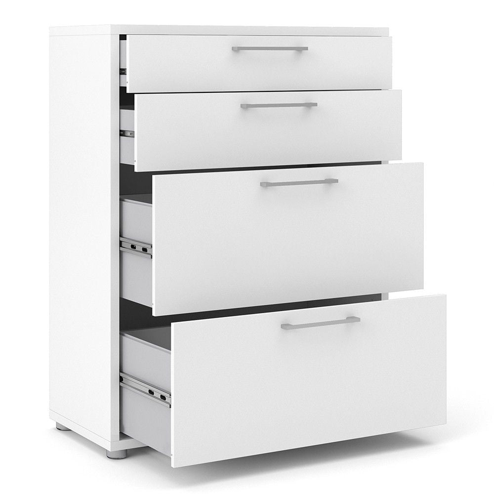 Bookcase 2 Shelves With 2 Drawers + 2 File Drawers in White