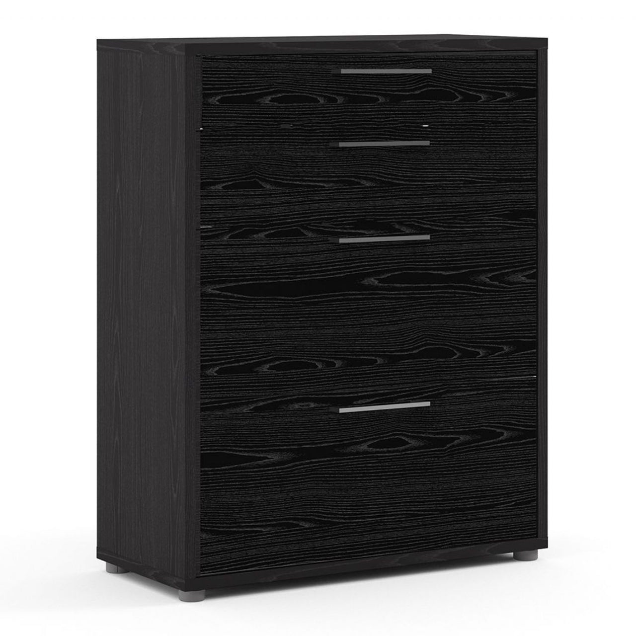 Bookcase 2 Shelves With 2 Drawers 2 File Drawers in Black woodgrain