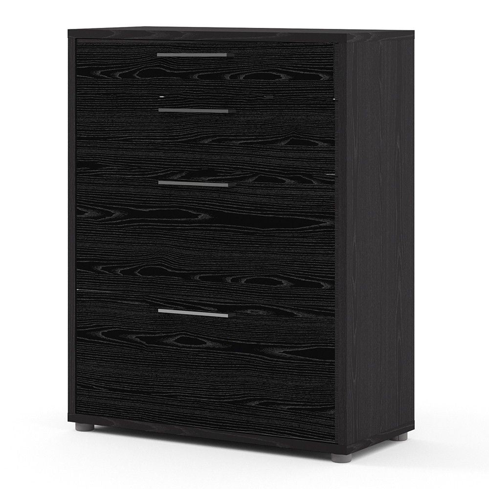 Bookcase 2 Shelves With 2 Drawers 2 File Drawers in Black woodgrain