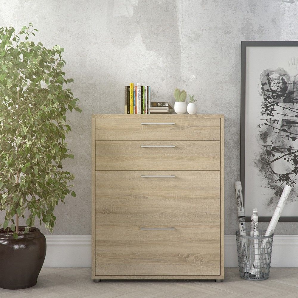 Bookcase 2 Shelves With 2 Drawers + 2 File Drawers in Oak