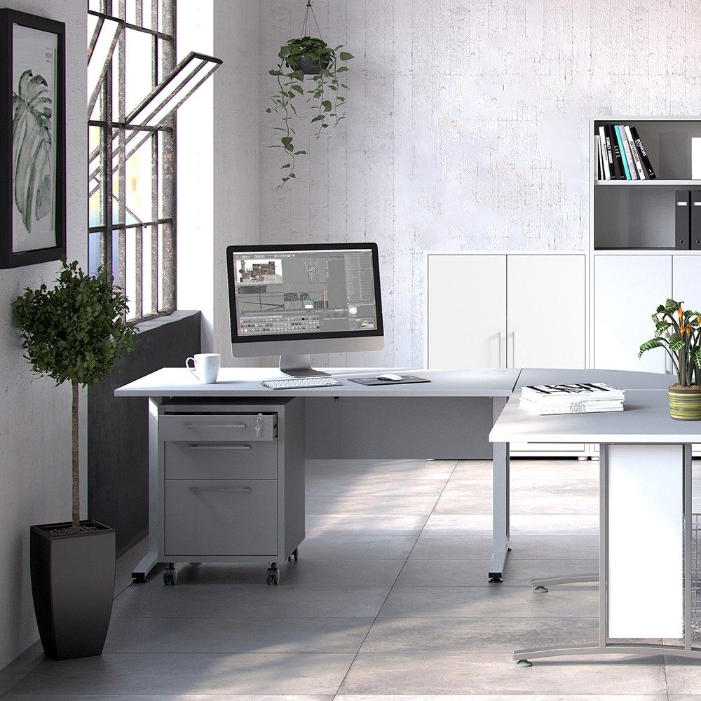 Bookcase 2 Shelves With 2 Doors in White