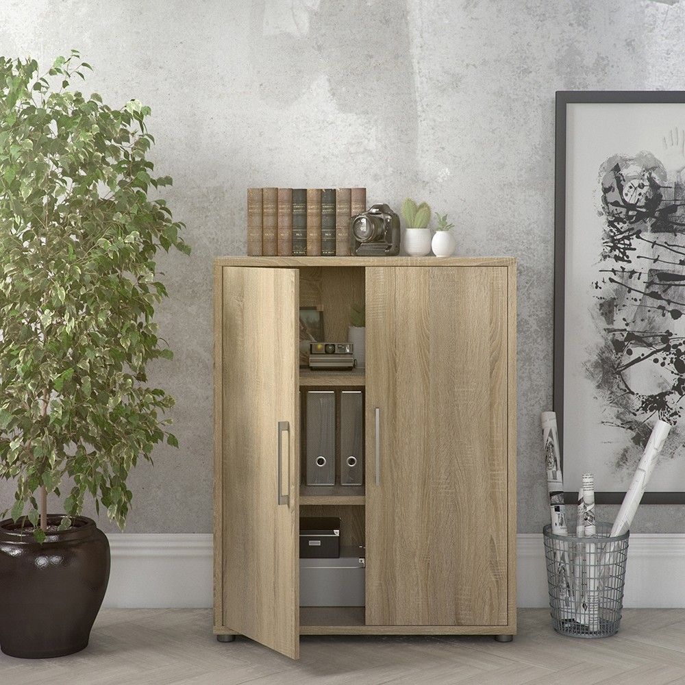 Bookcase 2 Shelves With 2 Doors in Oak