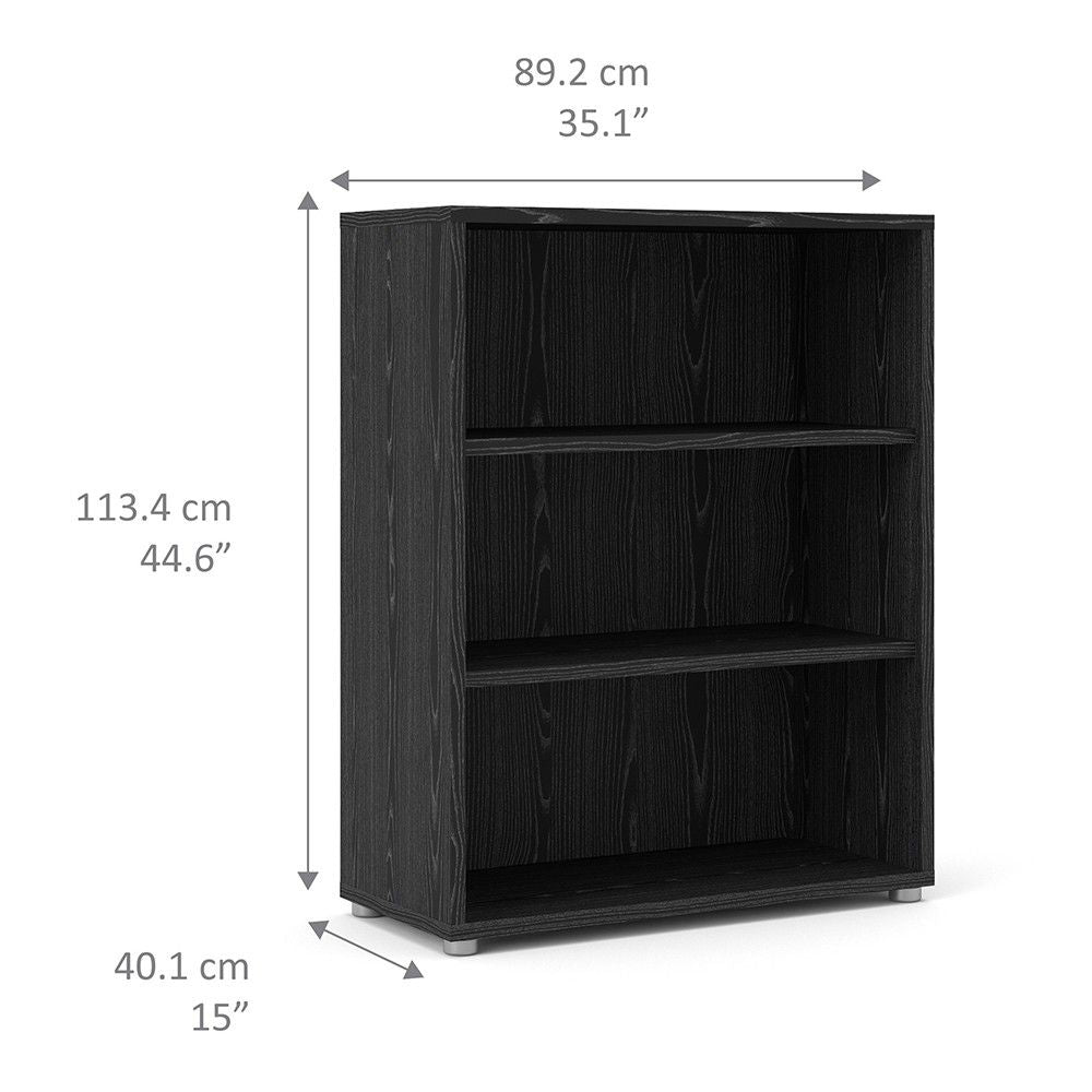 Bookcase 2 Shelves in Black woodgrain