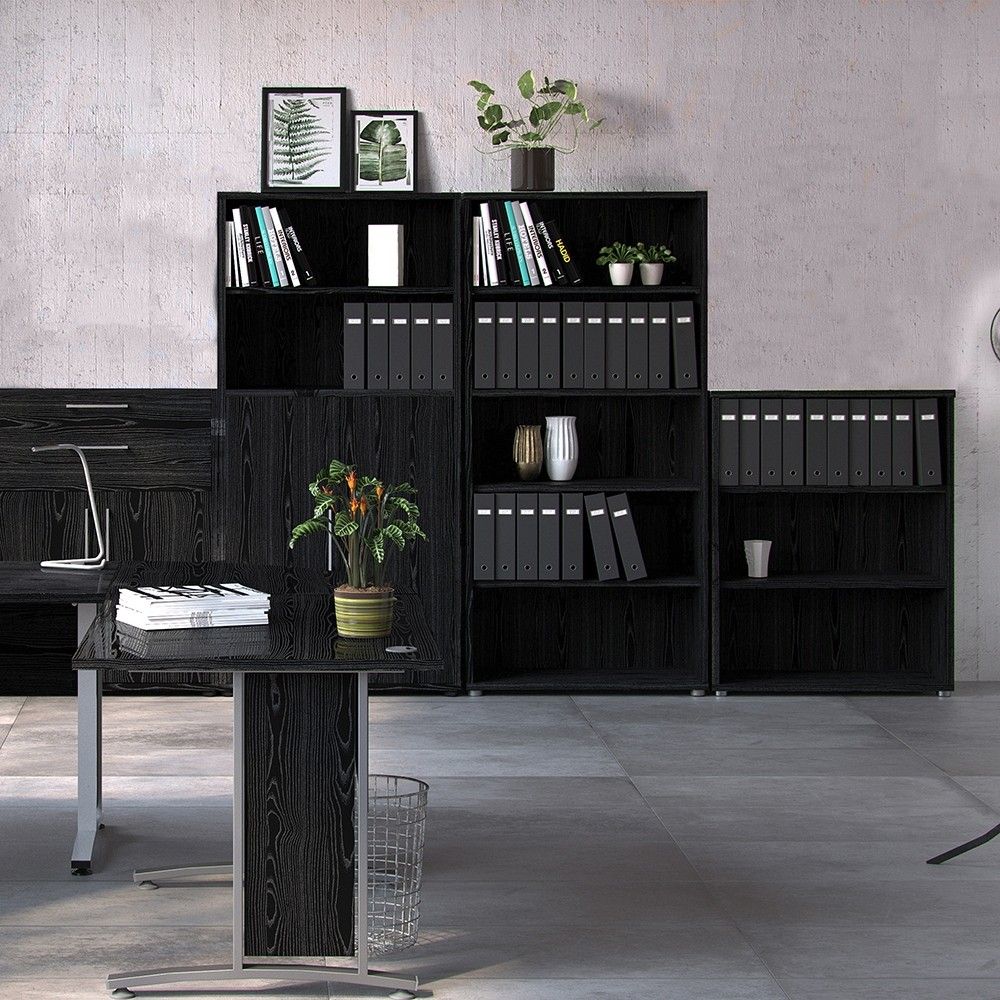 Bookcase 2 Shelves in Black woodgrain