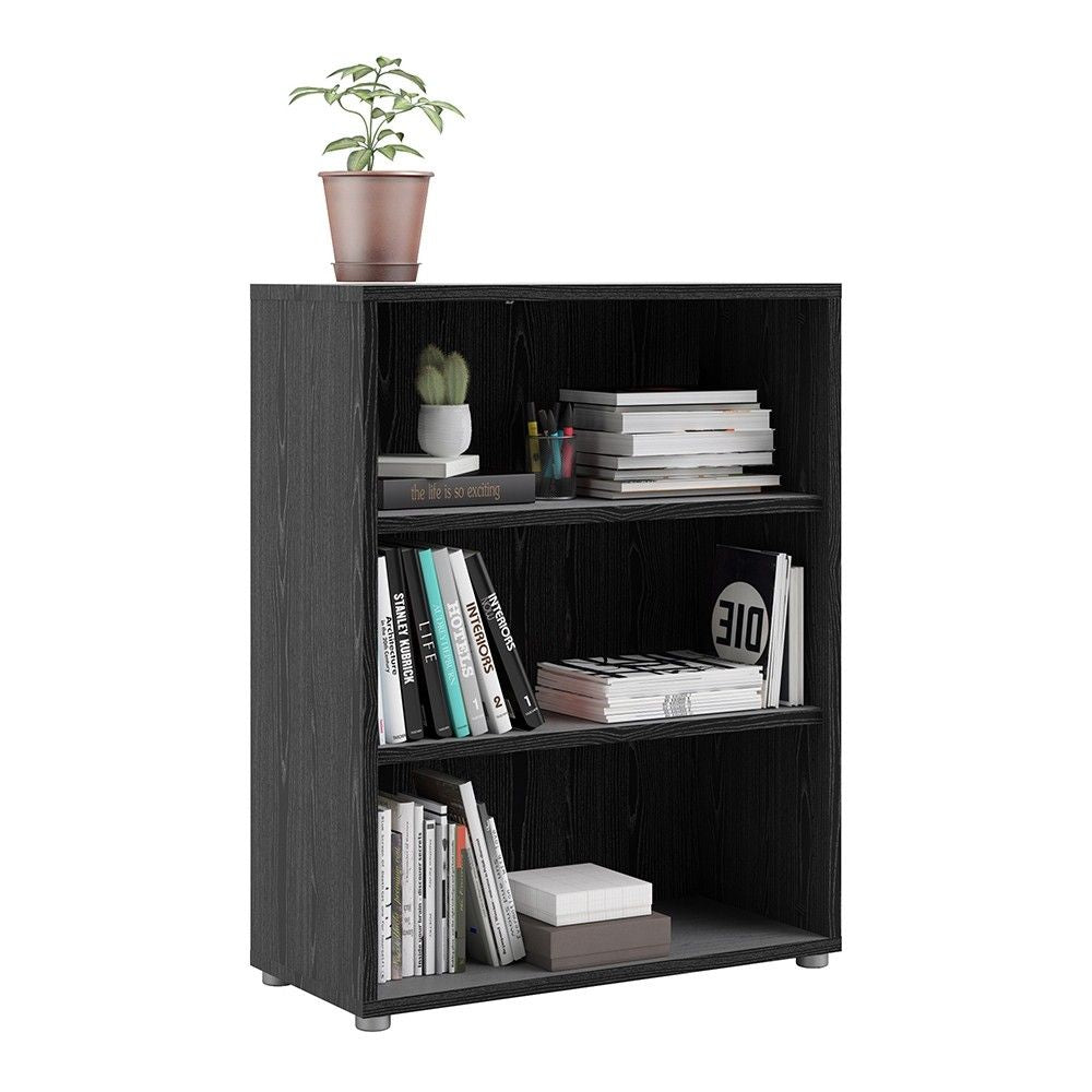 Bookcase 2 Shelves in Black woodgrain