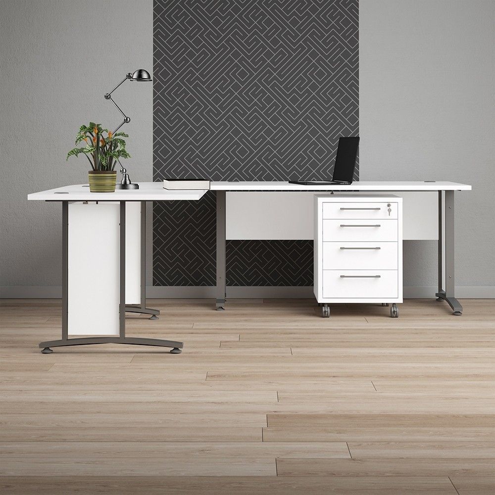 Corner desk top in White With White legs