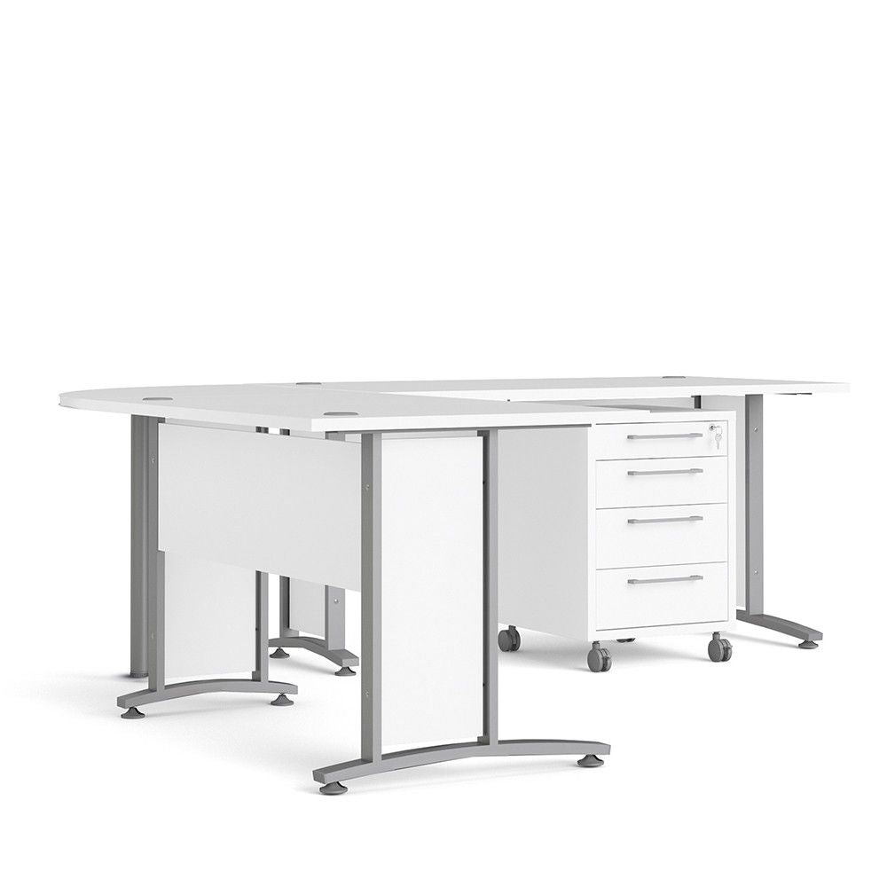 Corner desk top in White With White legs