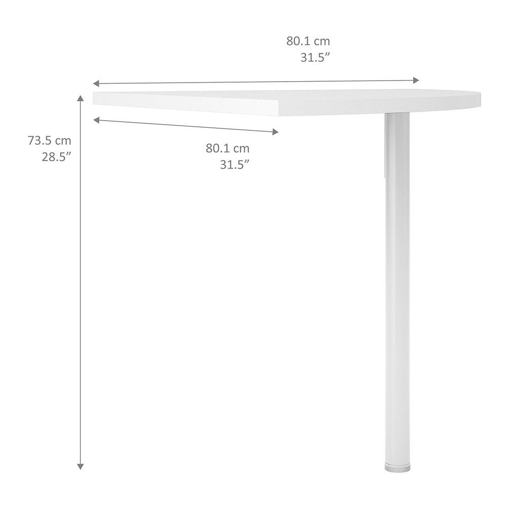 Corner desk top in White With White legs