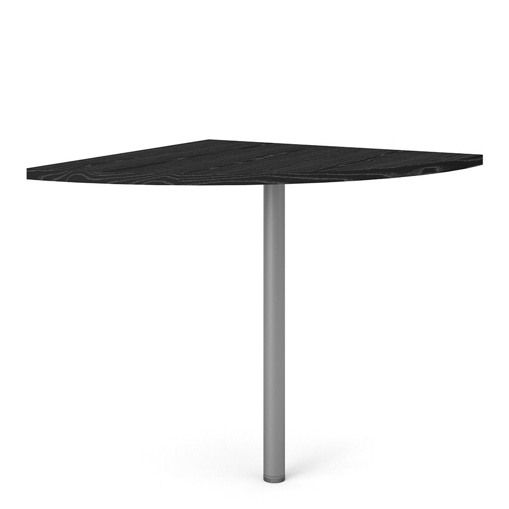 Corner desk top in Black woodgrain With Silver grey steel legs