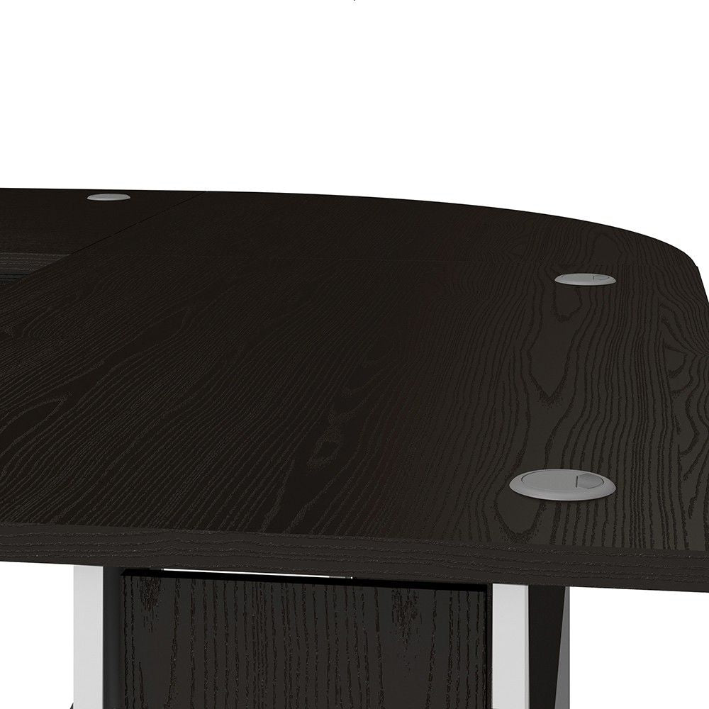 Prima Corner desk top in Black woodgrain With White legs