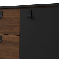 Thumbnail for Wide Matt Black Walnut 2 Door 2 Drawer Sideboard With Black Handles