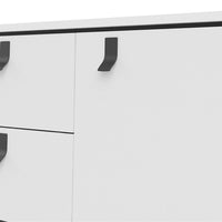 Thumbnail for Matt White 2 Door And 2 Drawer Sideboard With Unique Black Handles