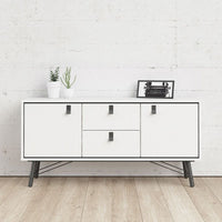 Thumbnail for Matt White 2 Door And 2 Drawer Sideboard With Unique Black Handles