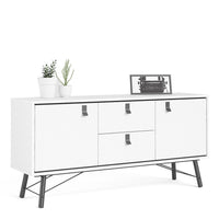 Thumbnail for Matt White 2 Door And 2 Drawer Sideboard With Unique Black Handles