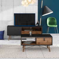 Thumbnail for Matt Black Walnut 1 Door 1 Drawer TV Media Unit