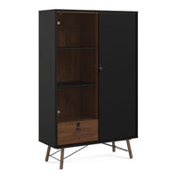 Thumbnail for Shabby Chic Matt Black Walnut and Oak 2 Door 1 Drawer China Cabinet