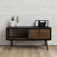 Thumbnail for Matt Black Walnut 1 Drawer Coffee Table With Shelf