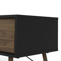 Thumbnail for Matt Black Walnut 1 Drawer Coffee Table With Shelf