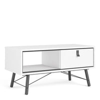 Thumbnail for Matt White 1 Drawer Coffee Table With Shelf