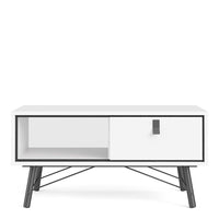 Thumbnail for Matt White 1 Drawer Coffee Table With Shelf