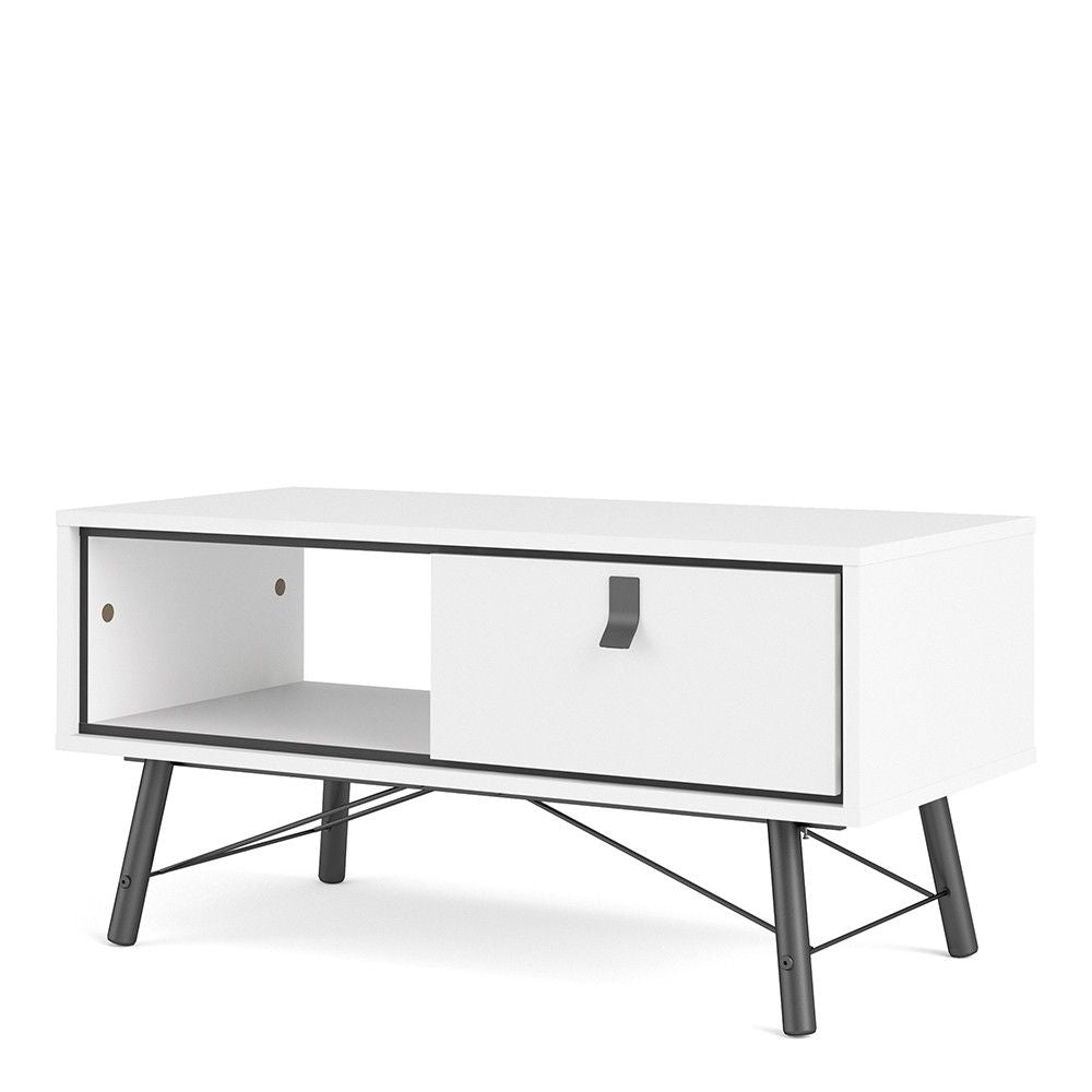 Matt White 1 Drawer Coffee Table With Shelf