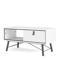 Thumbnail for Matt White 1 Drawer Coffee Table With Shelf