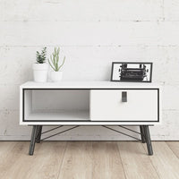 Thumbnail for Matt White 1 Drawer Coffee Table With Shelf